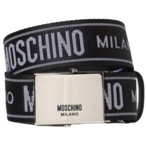 Moschino Logo Box Frame Buckle Webbing Belt Logo Tape Mens New